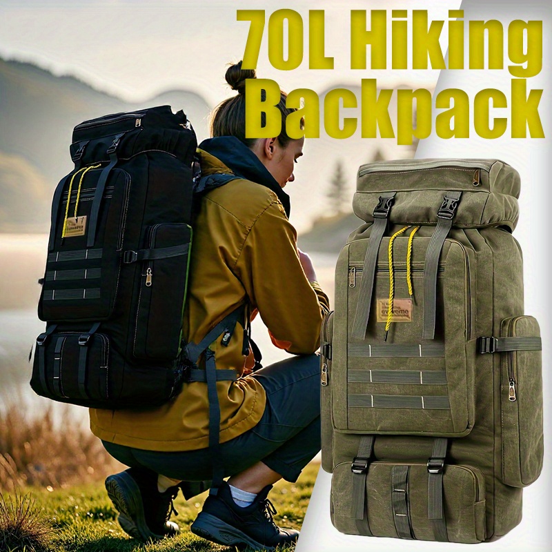 1pc 18.49gal Hiking * Backpack Made of Canvas, Suitable for * Men And  Women. Ideal for Climbing And Outdoor Sports, It Has a Large Capacity And *  a Great Gift for Occasions Like Halloween, Black ...