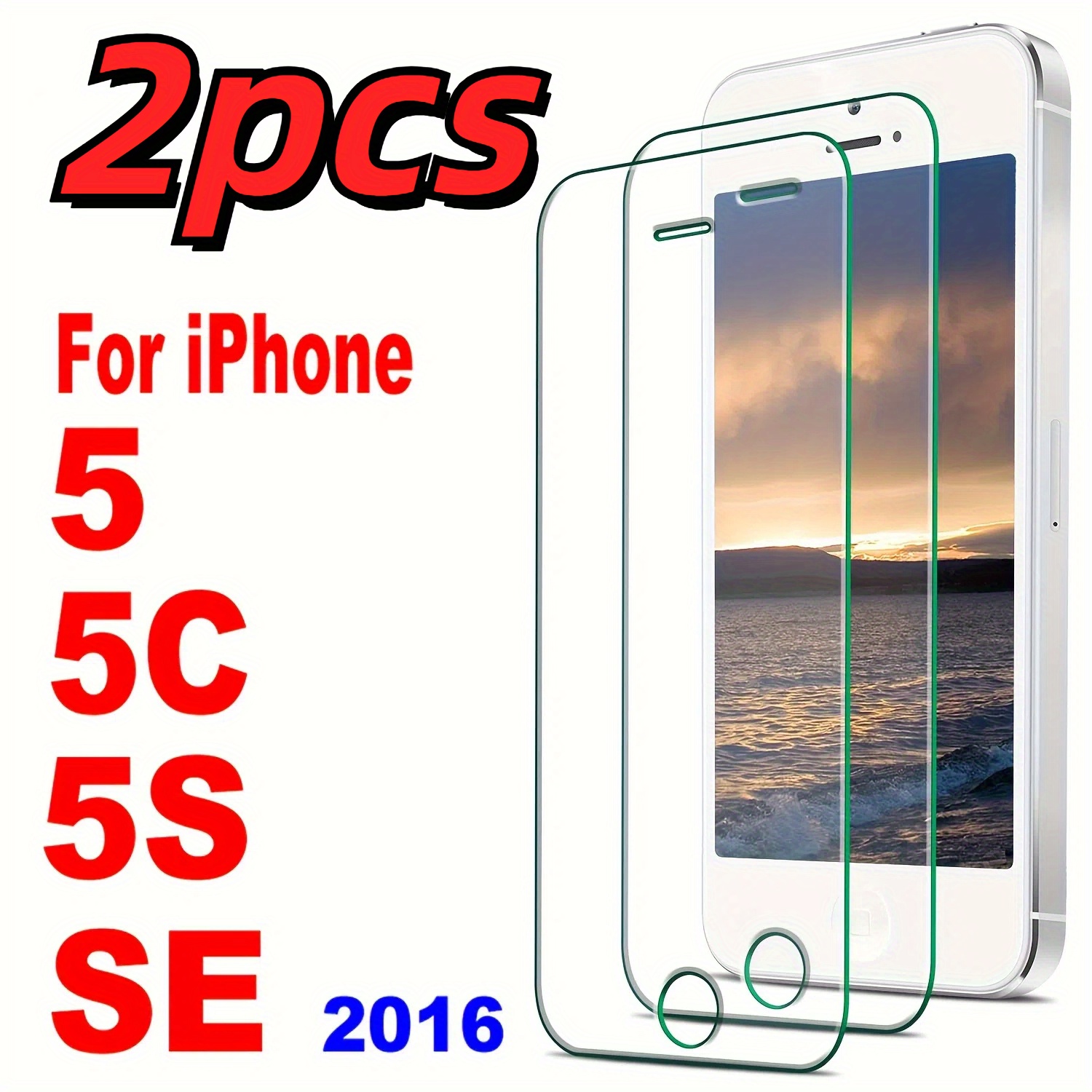 E-shop 2er-Packung Displayschutzfolien aus gehärtetem Glas für iPhone 5/5S/5C/SE (2016) - Kratzfest, einfache Installation, blasenfrei, 9H Härtegrad