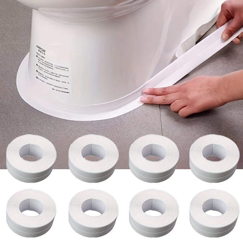 E-shop 8 Stück Hochleistungs-Selbstklebe-Dichtungsband für Bad und Toilette - Wasserdichter Kantenschutz für Badezimmer, Dusche, Waschbecken, Boden und