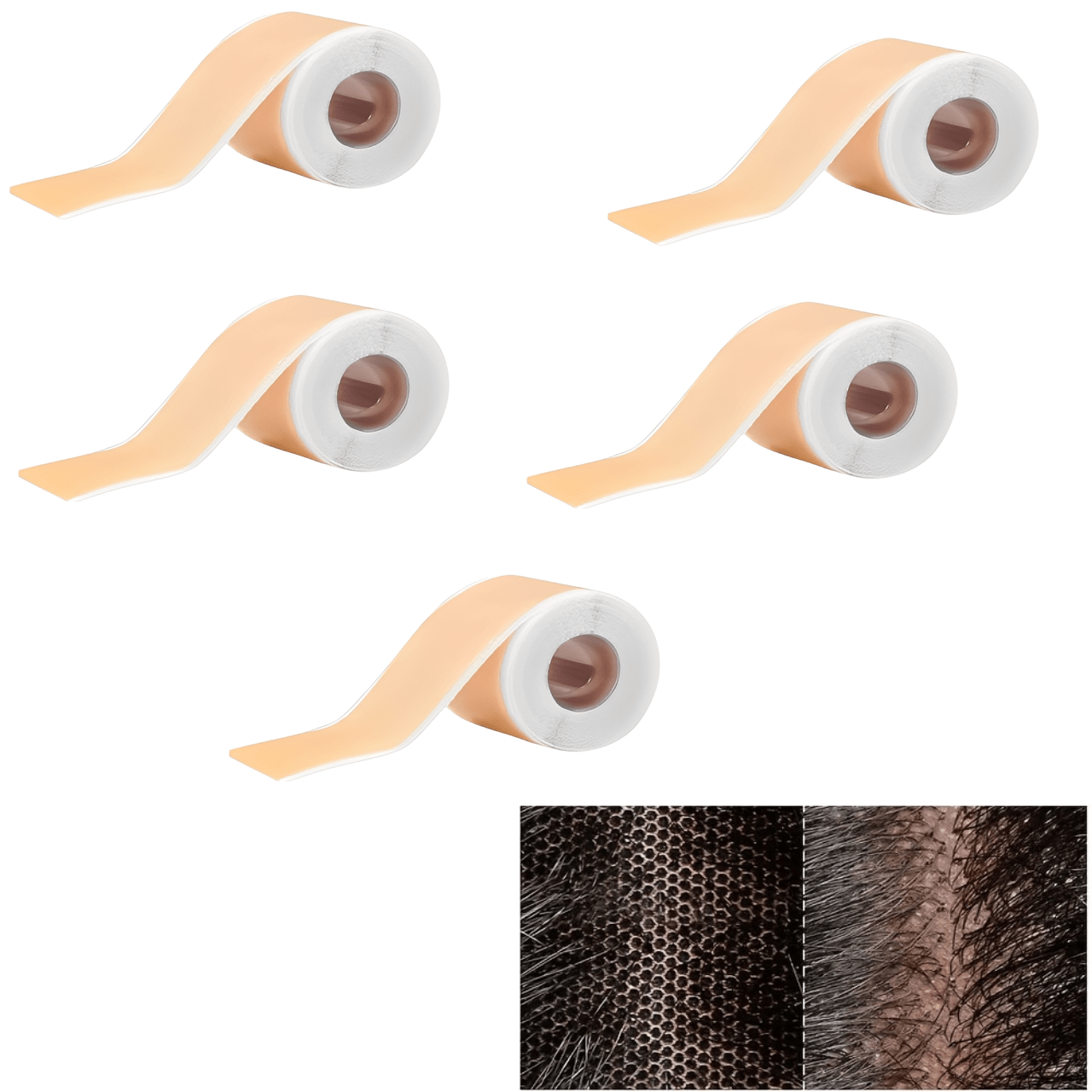TEMU Confezione da 5 rotoli di a nastro per capelli con pizzo frontale per e donne - Colla per parrucche super resistente, impermeabile e antisudore,