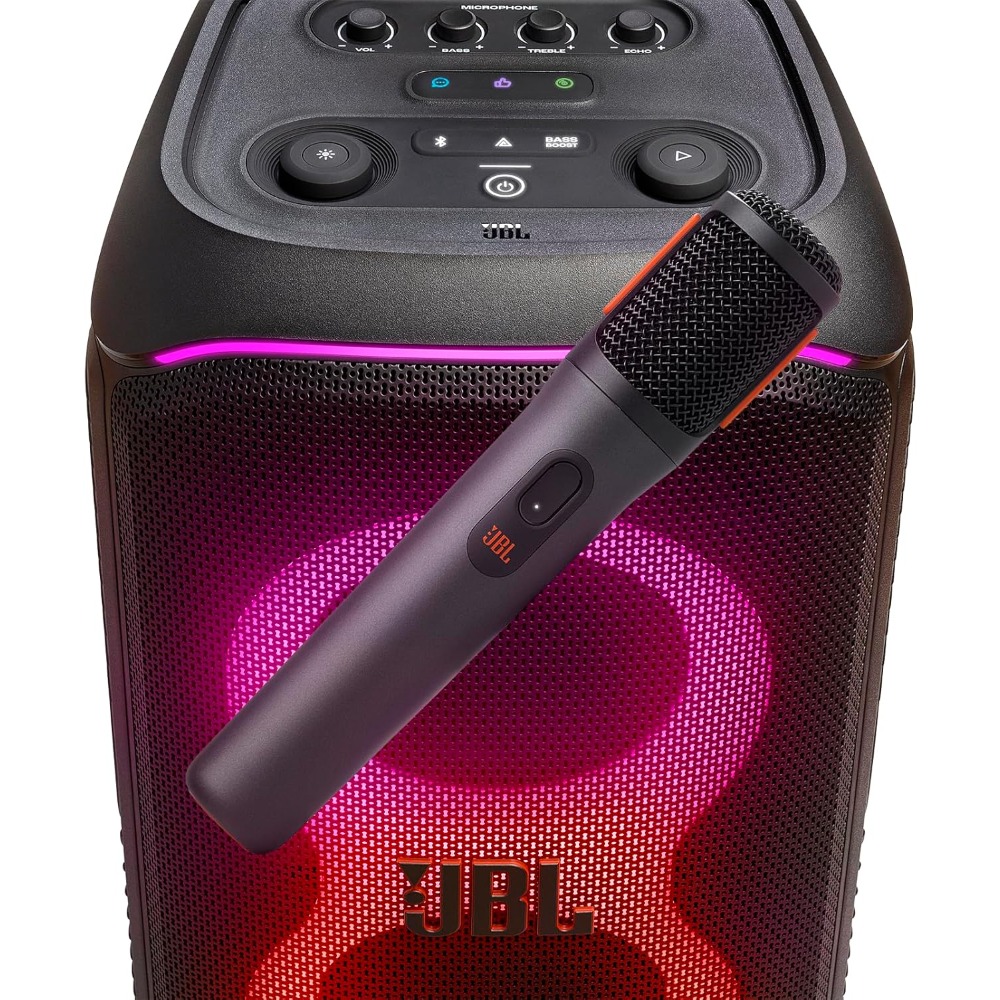 JBL Partybox Wireless Mic - 2X Digital Wireless Microphones, Rechargeable Battery (20Hrs - 700Mah), Clear Voice, Crisp Sound, Stable 2.4Ghz Connection, Compatible with All Partybox Speakers (Black)