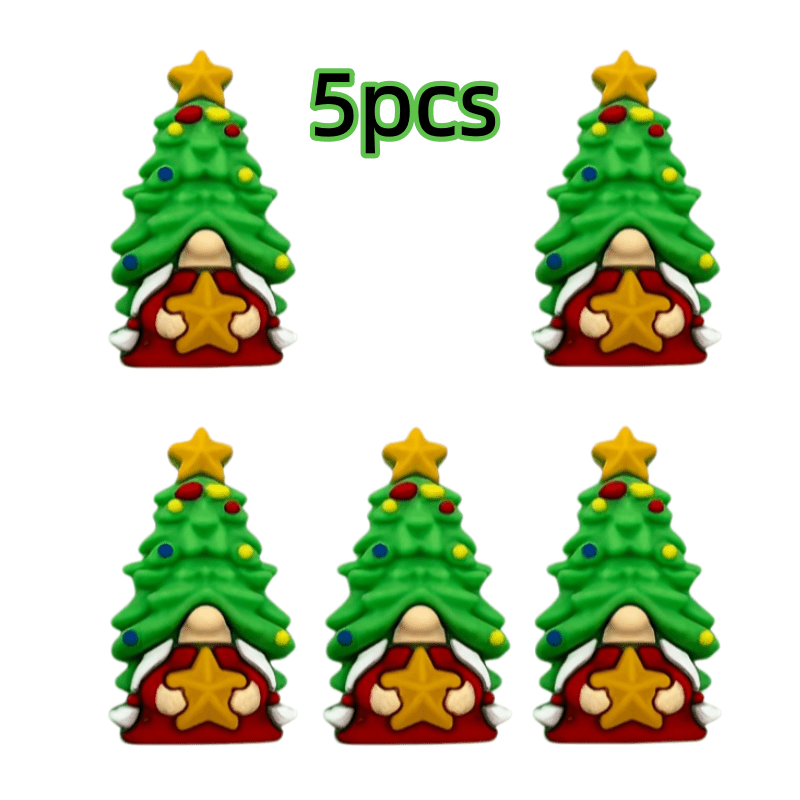 TEMU 5pcs Perles en silicone Arbre de Noël 3D, Convient pour des fournitures que stylos à perles et assortiments de perles