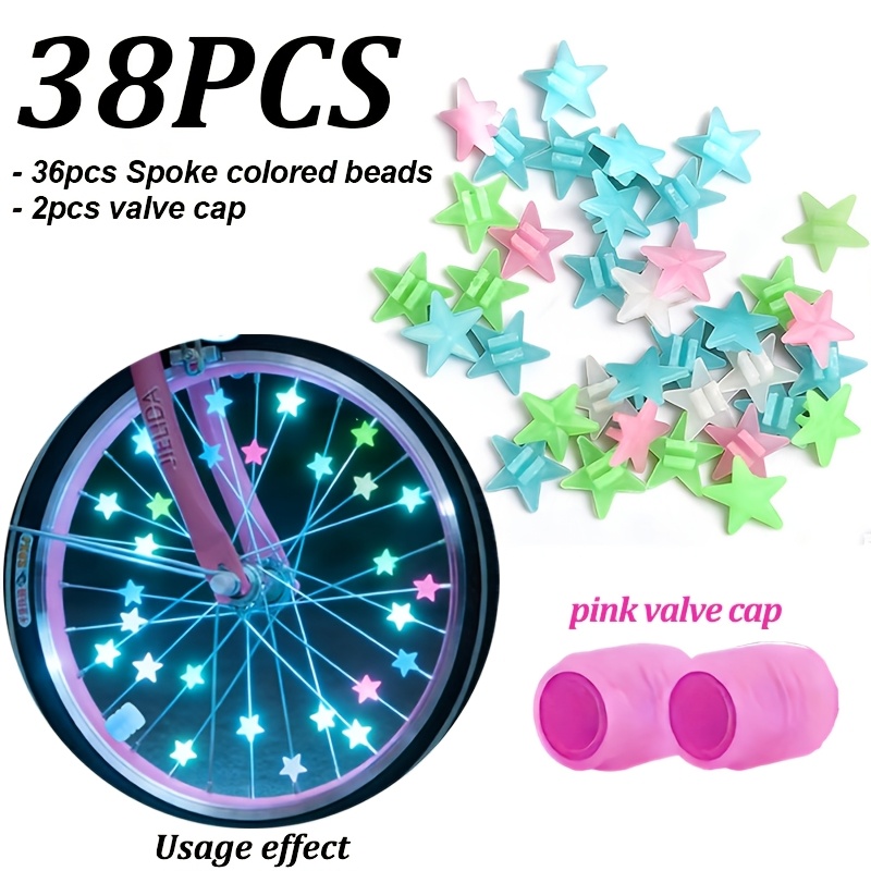 TEMU Une collection de 38 pièces de perles lumineuses pour de roue et de bouchons de valve conçus des décorations d' pour les moyeux de roue,