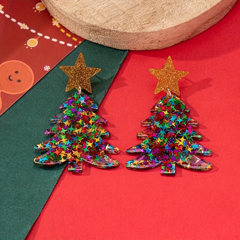 Christmas Five-Pointed Star Sequin Earrings