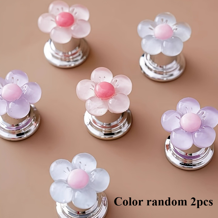 TEMU 2pcs Color Random Elegant Floral Cartoon Toilet Flush Handle - Easy To Press, Stylish Bathroom Accessories With , Including Installation