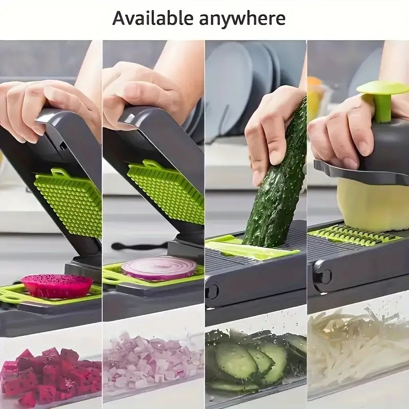 1pc   16 in 1 multifunctional vegetable chopper professional onion dicer with food processor attachment kitchen cutter with container food contact safe details 0