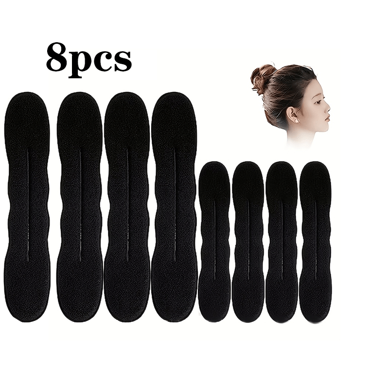 TEMU 8 stuks Zwarte Spons Haar Knopjes Makers Dames Luie Krul Knopjes Clips Magische Haar Schuim Spons Donuts Paardenstaart Knopjes Styling Tools
