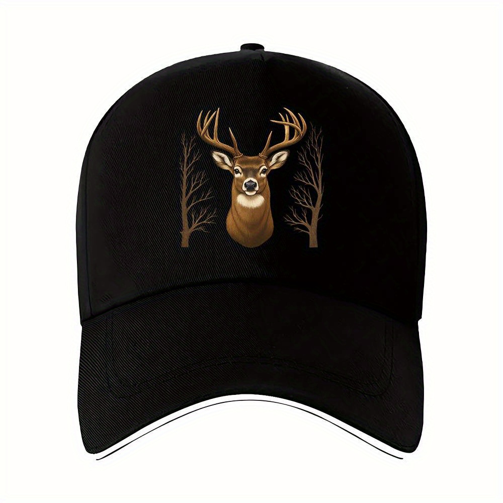 TEMU 1pc Antler Tree Pattern Hunting - Men's Lightweight Baseball , Brown Deer , Suitable For Fitness, Running, Hunting, Christmas, Thanksgiving, And