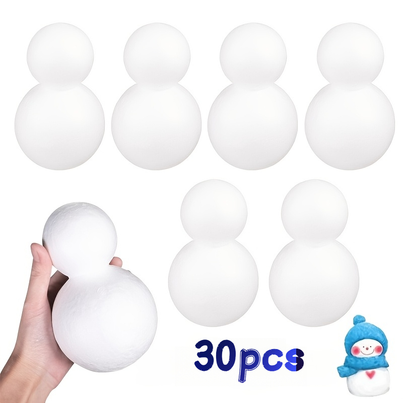 TEMU 30pcs Handmade Foam Snowball Balls, 3d Foam Snowman Kit, Suitable For Christmas Decor, Holiday And Tree Ornaments, Home And Window Decoration