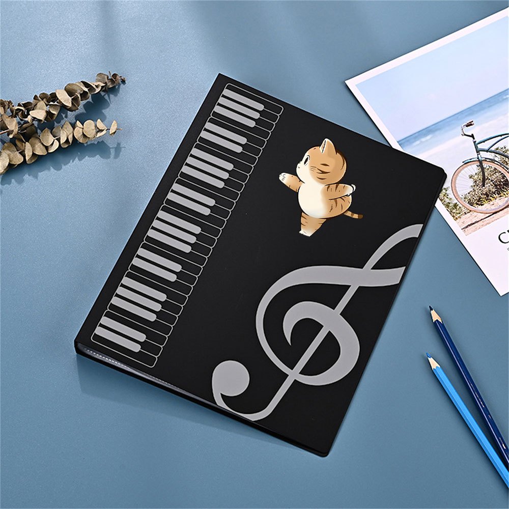 TEMU 1pc 1-color Suitable For Musicians Music Sheet Folder With Clef & Treble/ Storage Organizer, Multi-page Music Score Holder For, Practice,