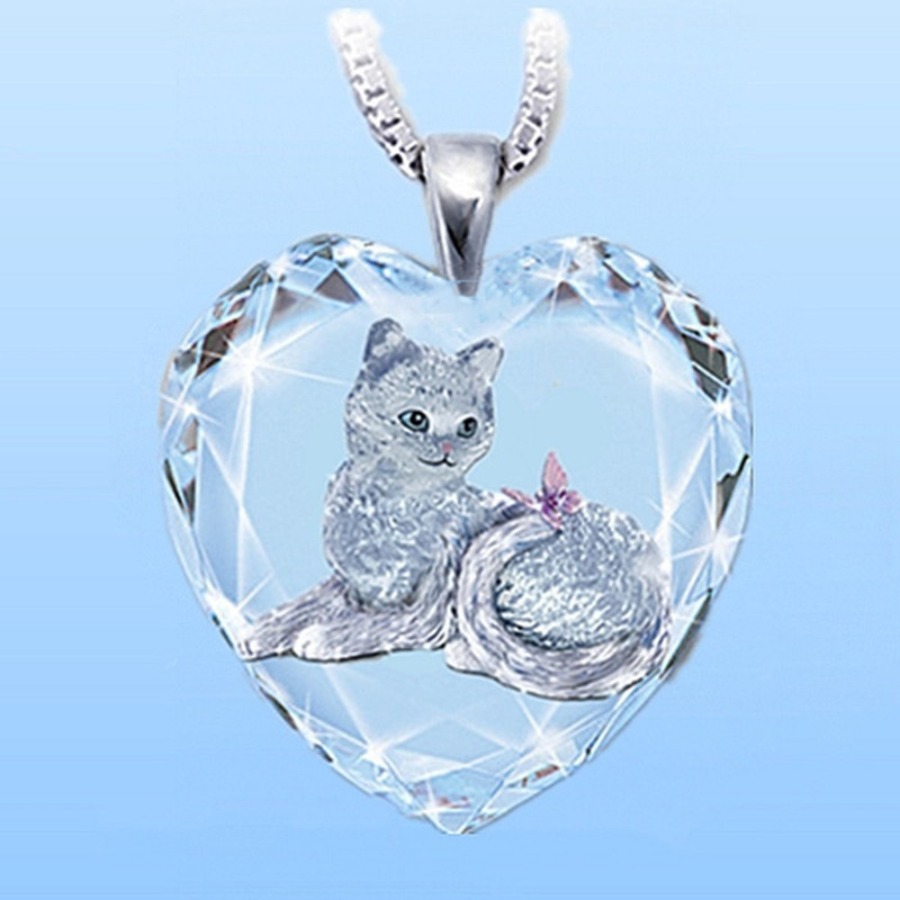 1pc Cat Necklace With Heart Pendant - Bohemian Retro For Women &, Kitten, Daily Wear Gift Accessory (no Plating, -cat Design)