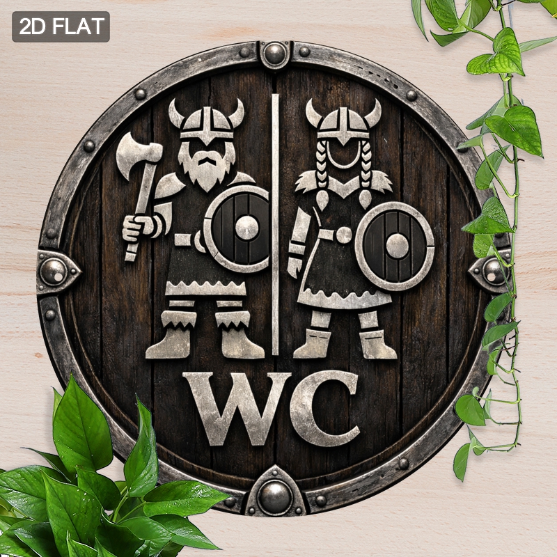 TEMU 2d Flat 1pc Round Fun Viking Style Bathroom Decor Sign, 19.81 X 19.81 Cm, Holiday Sign, Fun Gift, Round Sign, Spring Decor, Door Decor, Wall