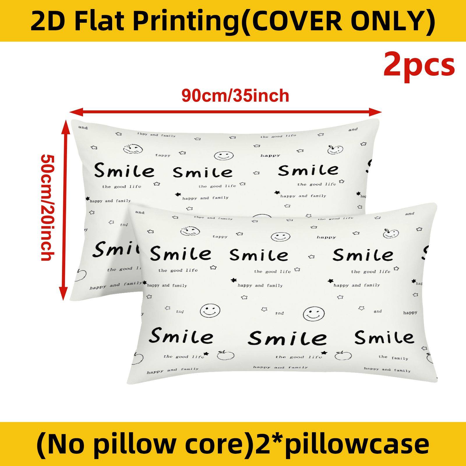 TEMU 2pcs Smile Pattern Doodles Minimalist Printed Pillowcases, (pillow Inserts Not Included), Perfect For Home Decor, Pillow Core Not Included,