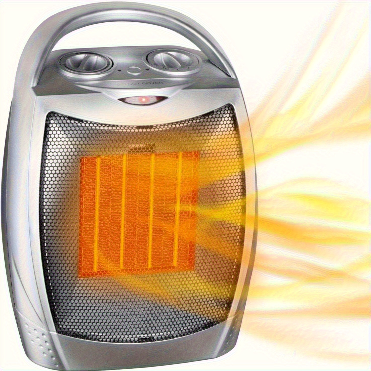 TEMU 1500w/ 750w Portable Electric Space Heater With Thermostat, Safe And Quiet Ceramic Heater Fan, 200 For Office Room Desk Indoor Use, Silver/