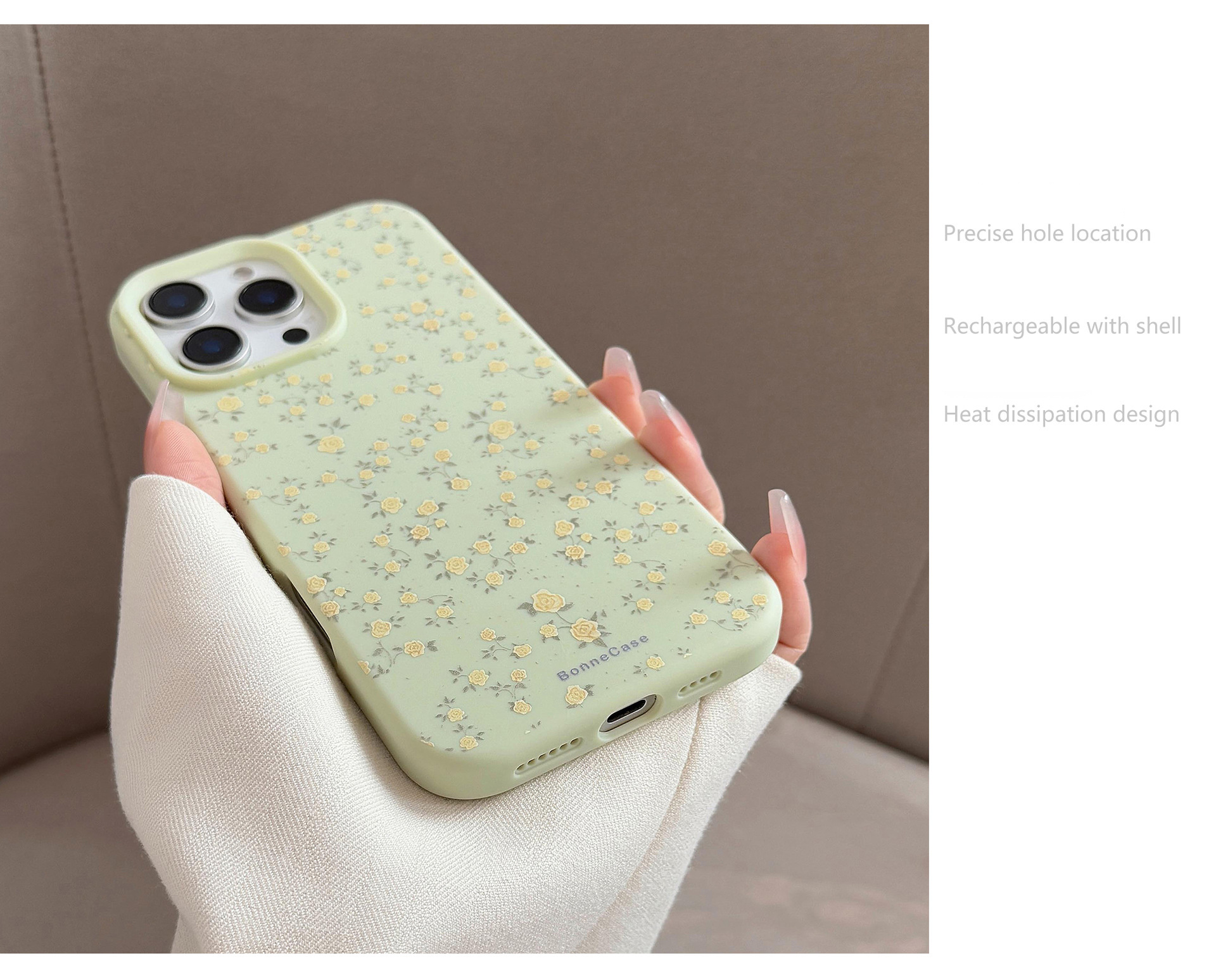 Yellow Small Floral Pattern Suitable for Apple 16 Mobile Phone Case 15pro Max Fresh iPhone 14 Temperament 13 Frosted Soft Shell 11