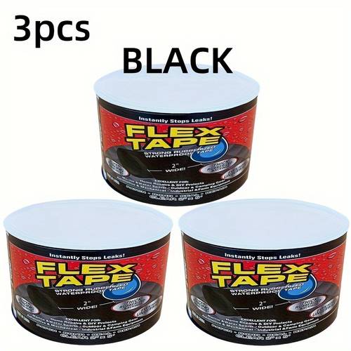 item picture 3 rolls of 400 reinforced tape high quality material suitable for indoor and outdoor use ideal for houses rvs roofs pipes and more in black white transparent version