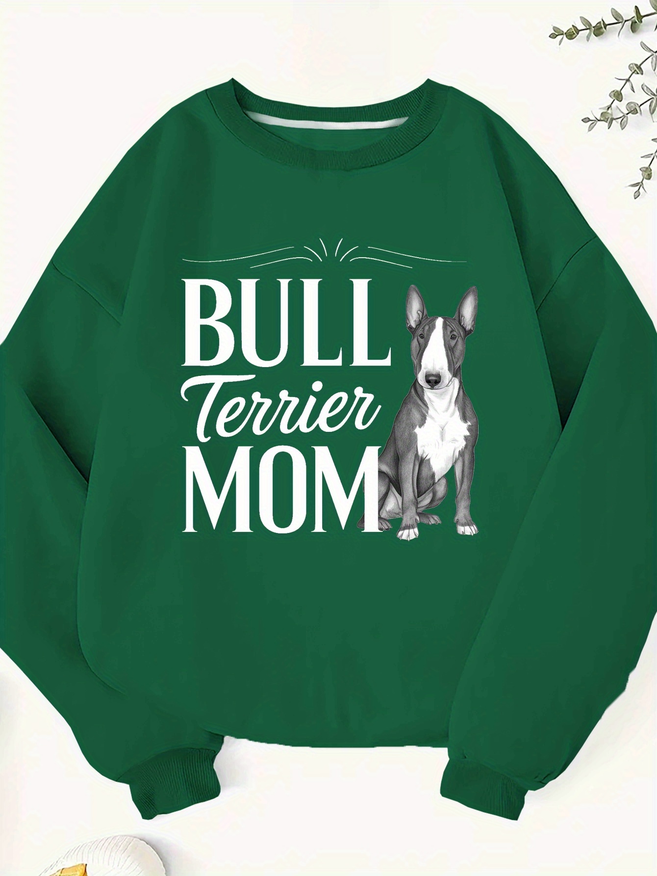 여성용 플러스 사이즈 불테리어 엄마 그래픽 스웨트셔츠 그린 강아지 애호가 풀오버 흰색 불테리어 얼굴 발바닥 - Temu Republic  of Korea, image size:800x1066