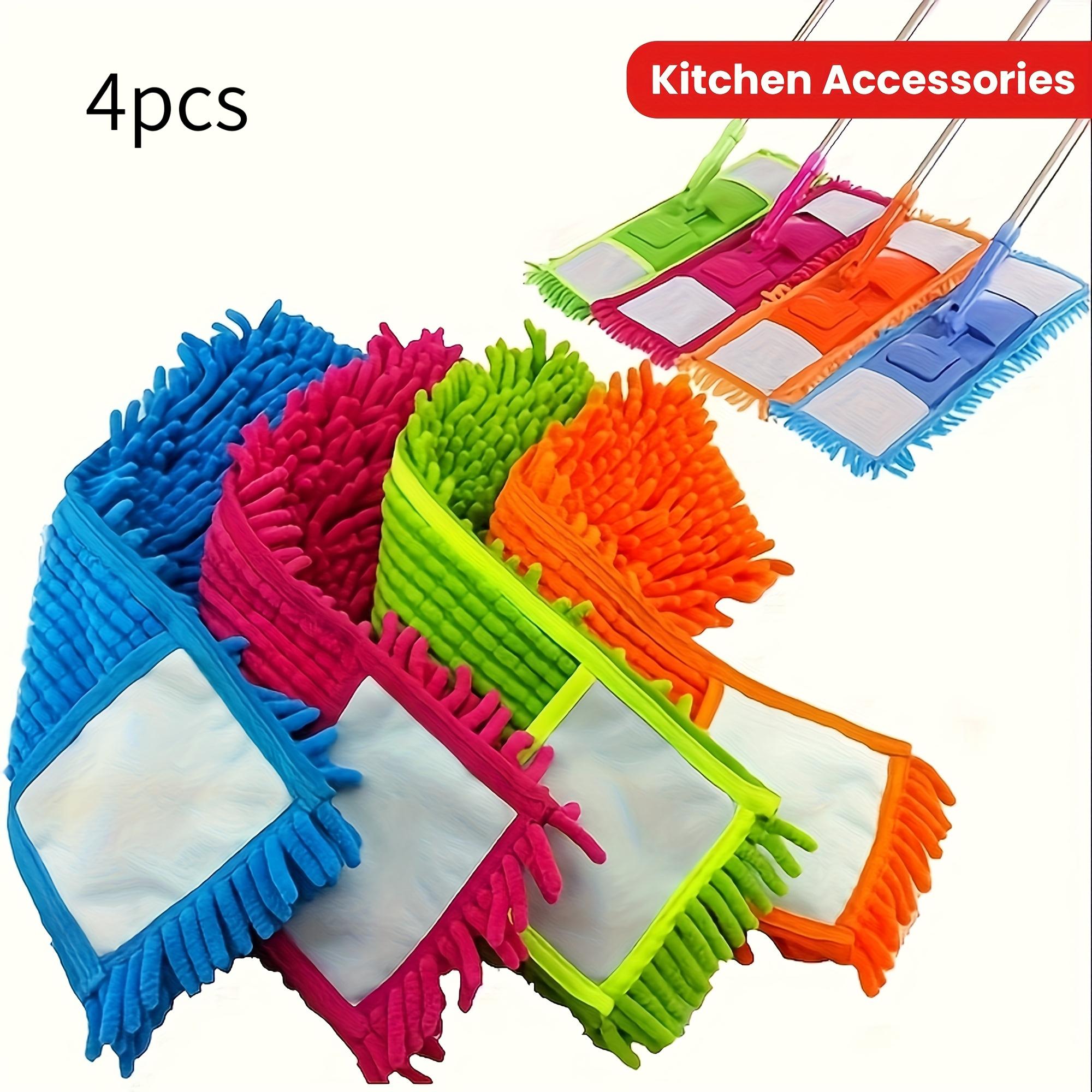 4pcs Microfiber Mop Pads Made Of Synthetic Fiber Material Wet And Dry Use, Flat Mop Additions Heads, Reusable, From, Mop Additions Pads Suitable For All Types Of Flooring