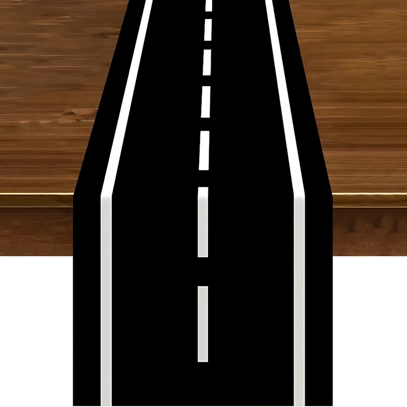 TEMU Chemineau 2D à impression plate, motif de route créatif, tissu de décoration de table au design de route , chemineau de décoration de scène de