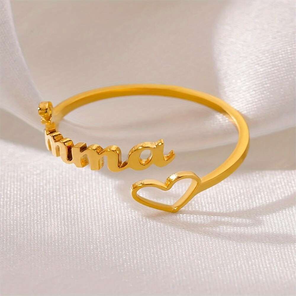 Custom Heart Name Open Ring for Women - Daily Wear Gift