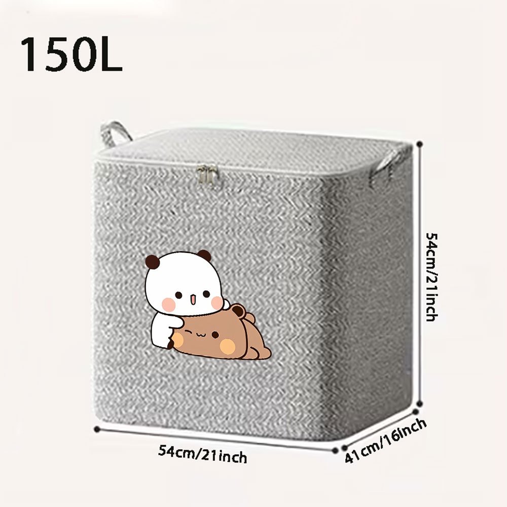 TEMU Cute Pattern Large Capacity 1pc Clothing Storage Box, Foldable Fabric Storage Bin With Lid For Storing Clothes, Blanket, Bedding, Towels, Space