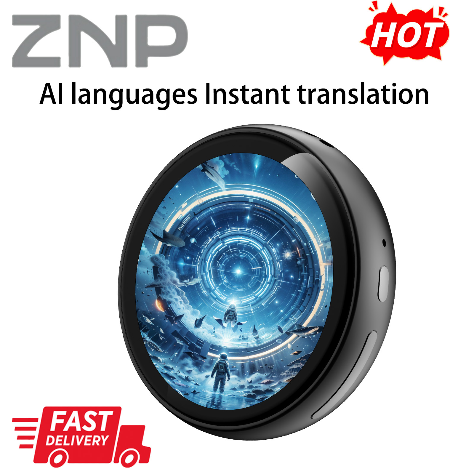 1pc Znp Z01 Smart Translator, The Semi Intelligent Translator With Offline And Online , Supports Precise Translation In 60 Languages And Can Translate 60 National Languages. Featuring Wirele