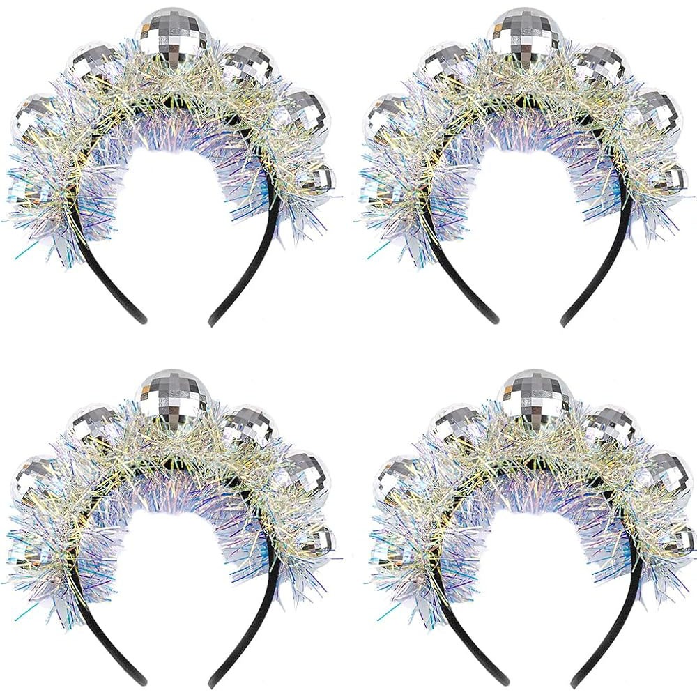 item picture 4pcs disco ball headband disco headbands   ball headpieces 70s headbands for women birthday headband birthday   2027 new years eve party costume accessory i halloween   i navidadi halloween   i navidad