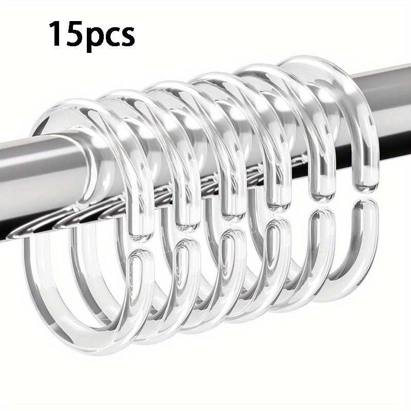 15pcs Clear Shower Curtain Rings, Hooks For Bathroom Window Rod, Durable& For And Organization, Bathroom Accessories