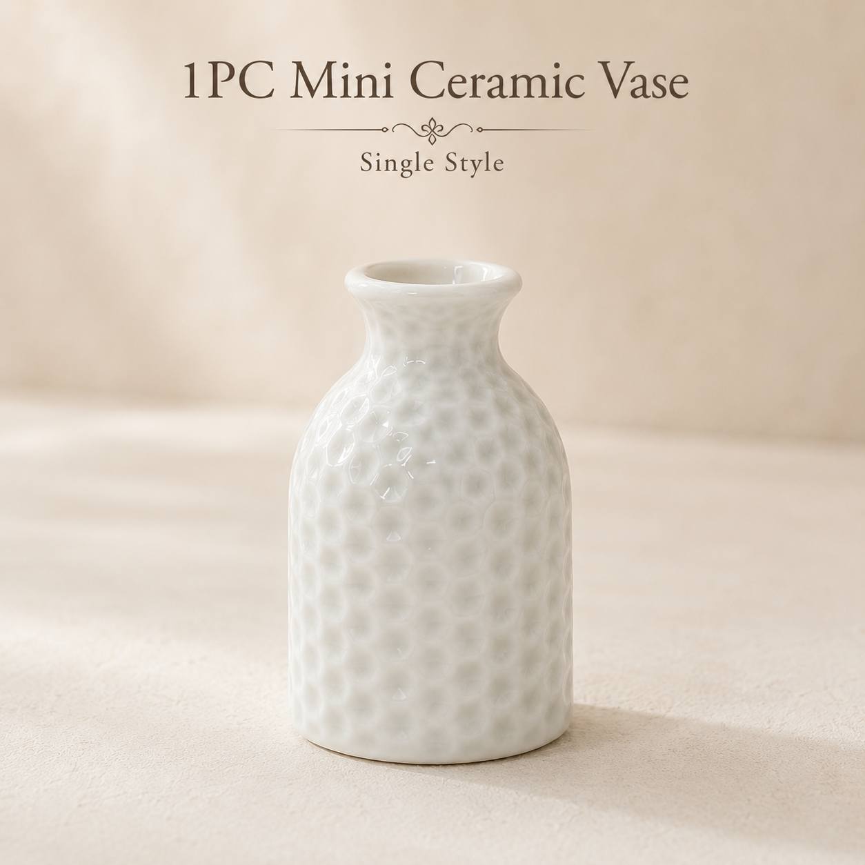 TEMU 1pc Mini Ceramic Vase, Small Flower Vase For Home Decor, Cute White Vase For Dried Flowers, Modern Minimalist Tabletop Decoration