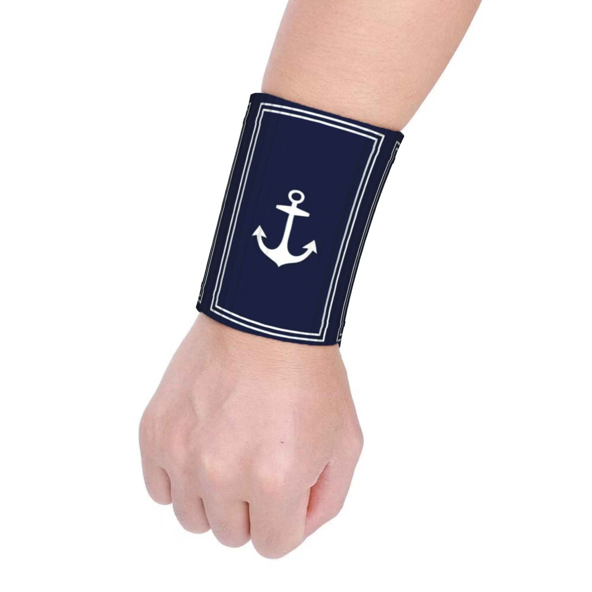 Navy Anchor Minimalist Logo Wristbands, Unisex