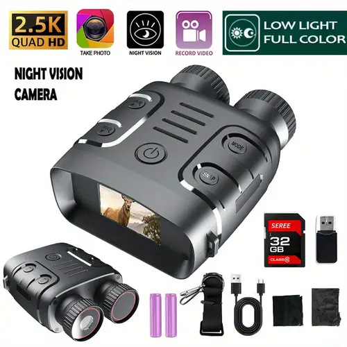 10 zoom night binoculars with infrared 2 5k cmos 4 display viewing distance usb rechargeable ideal for hunting boating in black green gray binoculars for hunting