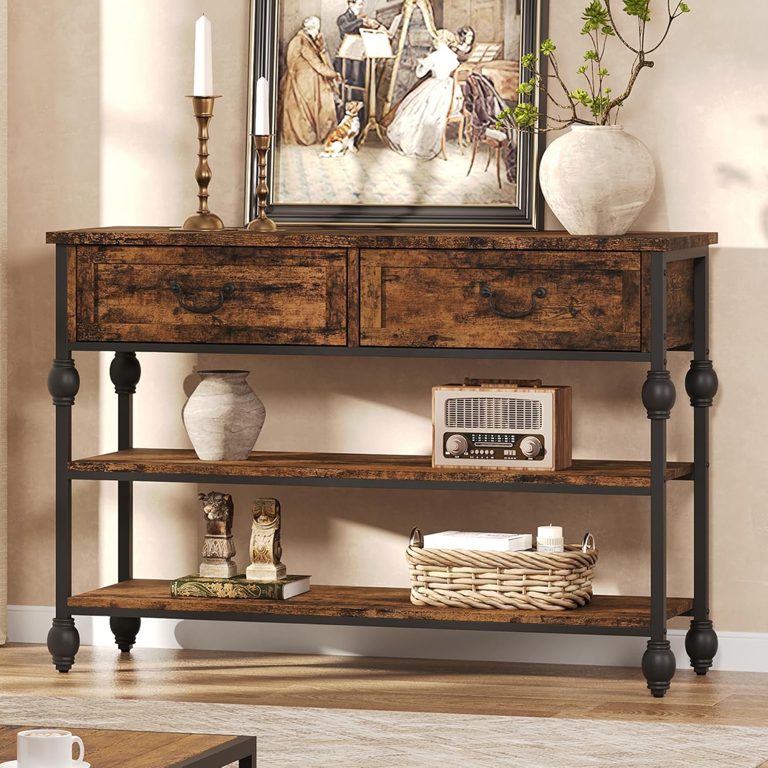 Image of Roman Column 2-drawer Console Table Gourd Festival