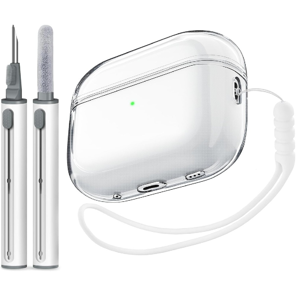 compatible with for   pro 2 case soft tpu protective cases with cleaner kit and lanyard compatible for     front led   transparent