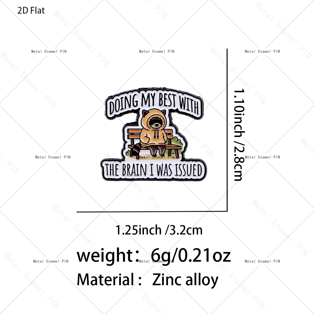 TEMU 2d Flat, 2d Flat "doing With I Was Issued" Cute Raccoon Quote Lapel Pin, Enamel Pins And Brooches, Badge Pins For Backpacks, Bags, Cool Backpack