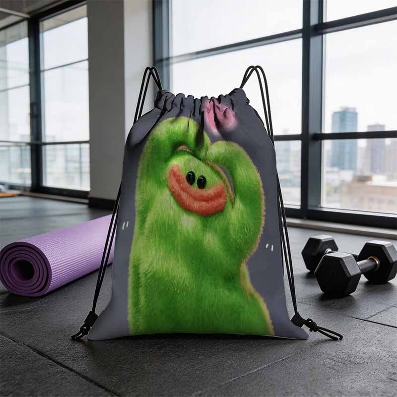 Green Frog Plush Toy Backpack with Pull Closure