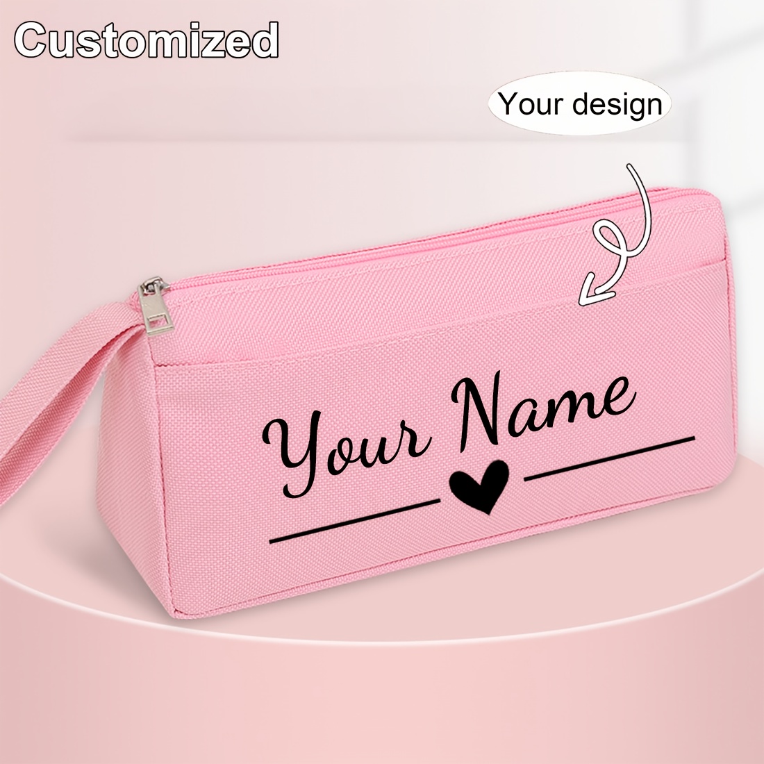 TEMU 1 Personalized Customizable Pencil Case, Customizable With Name Or Text, Large-capacity Pencil Pouch, Easy-to-open Pencil Box, Multifunctional