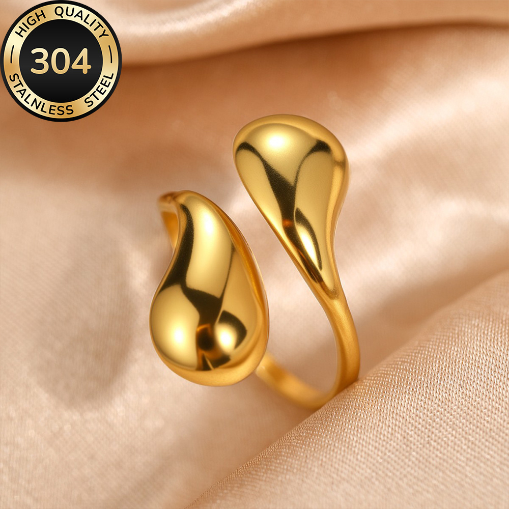 E-shop Hochwertiger Edelstahl Goldener Offener Ring, Hypoallergen, Anlaufgeschützt, Bequem Vielseitig, Einfach Elegant, Hochwertiger Modering für Damen