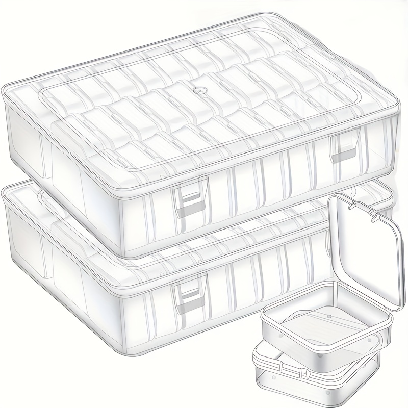 TEMU 2 Sets Of Large And 60 Small Transparent Plastic Storage Boxes | , Stackable, Space Saving Solution Suitable For Hair Accessories, Jewelry,