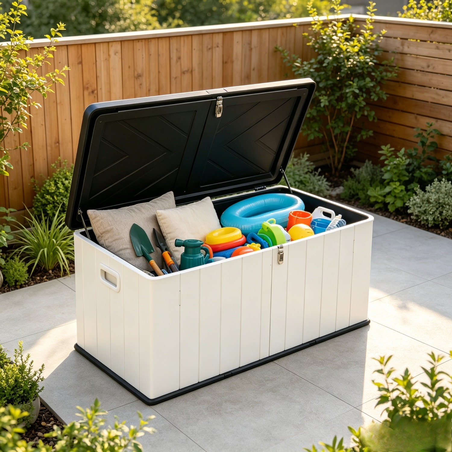 Image of Heavy-duty Resin Outdoor Storage Box, 160 Gallons, With Lockable Garden Deck Storage Container, Equipped With Support Air Rods, Temporary, Removable, Box, Cabinet, Rack For Outdoor Storage
