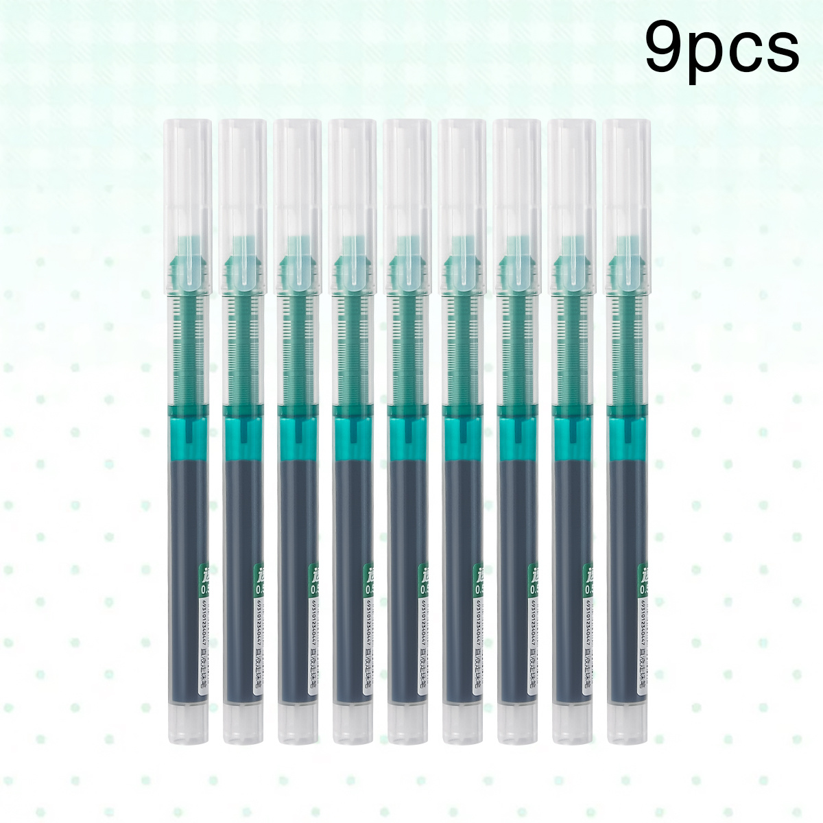 TEMU Wqn 9pcs 0.5mm Semi-transparent Green Liquid Gel Pens, Smooth And Easy To Write, No Skipping, Clear Writing, Quick-drying, For Daily Marking,