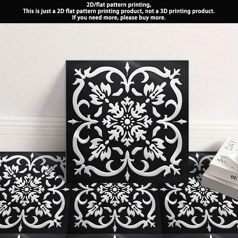 10pcs 2d flat black and white   floral carved   self   floor mat 11 81x11 81in 30x30cm pvc floor sticker self     pattern floor mat