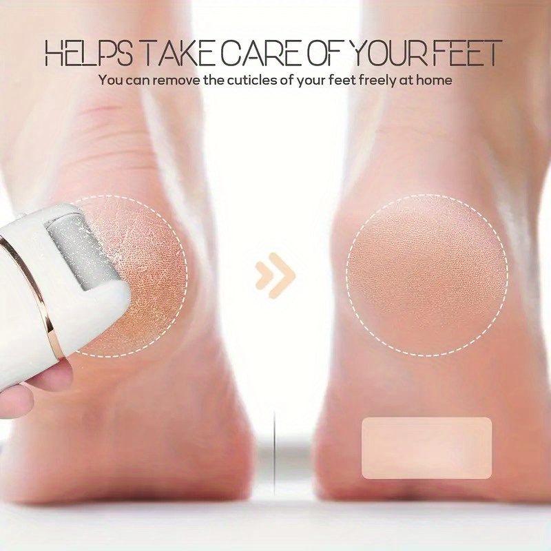 2025 New Foot Grinding, USB Rechargeable Metal Foot Grinding (Three Grinding Heads), Portable and Easy to Use, Light Beige Care, Suitable Cracked and Dry Light Beige, Fashion Pedicure Tools