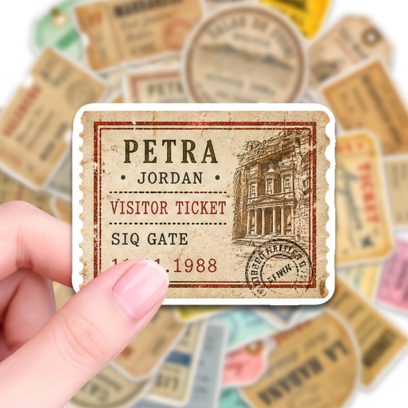 TEMU 50pcs European Vintage Style Label Sticker Pack, Nostalgic Travel Irregular Shape Stickers—suitable For Roller Skating And Cycling, Cycling