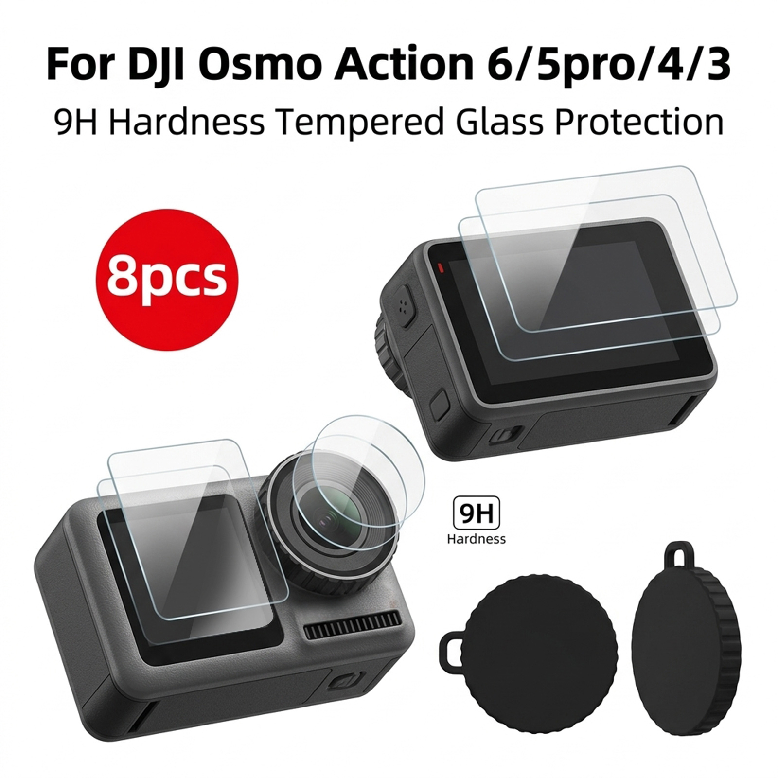 TEMU 8pcs Set For /5 Pro/4/3: Rear Large Screen Protector + Front Screen Protector + Tempered Lens Protector + Lens . High- Optical Glass Ensures No