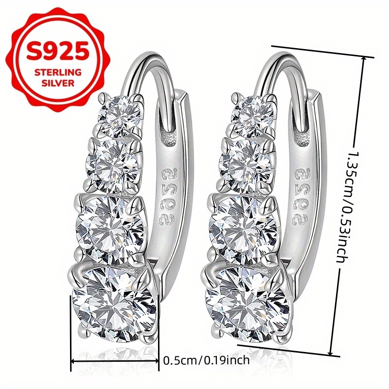 Synthetic Zirconia Hoop Earrings in 925 Sterling Silver