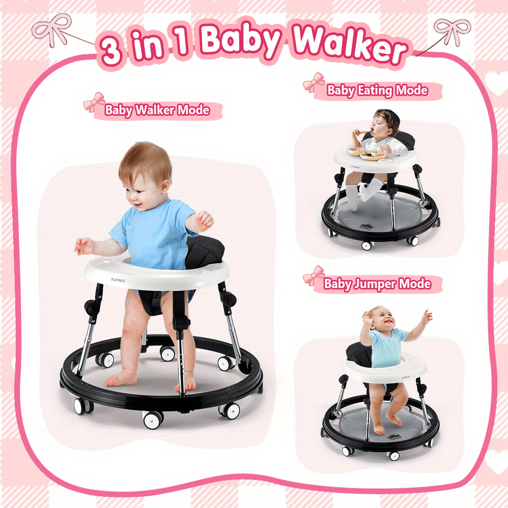 Playpals 3-IN-1 Baby Walker Adjustable Stroller Kids Ride On Toy Black, Stroller for Baby, Ride On Car, Stroller, Mobility, Compact Design, Lightweight Stroller, Durable Construction, Sturdy Frame, Push Walker, Toy For Old, Baby Toy - Image 4
