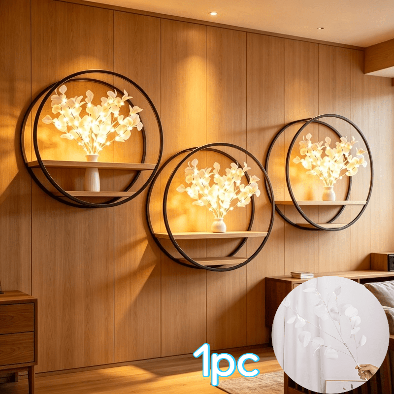 TEMU 1pc Leaf Branch-shaped Led Faux Tree Light | Realistic Floral Decor Lamp, 2-section Battery Compartment Design, No Extra Battery Needed, Bedroom