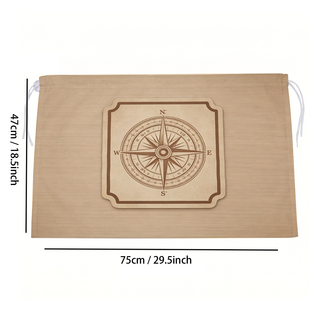 TEMU Suction Cup Car Sunshade Curtain With Vintage Compass - Privacy Window Shade Suitable For Travel, Camping, Glare & Protection, Suitable For