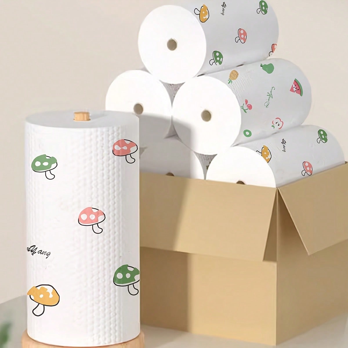 TEMU A Random Roll Colored Paper Kitchen Towels - Extra Absorbent And , Suitable For Cooking, Cleaning, And Drying - Vibrant Patterns, Disposable