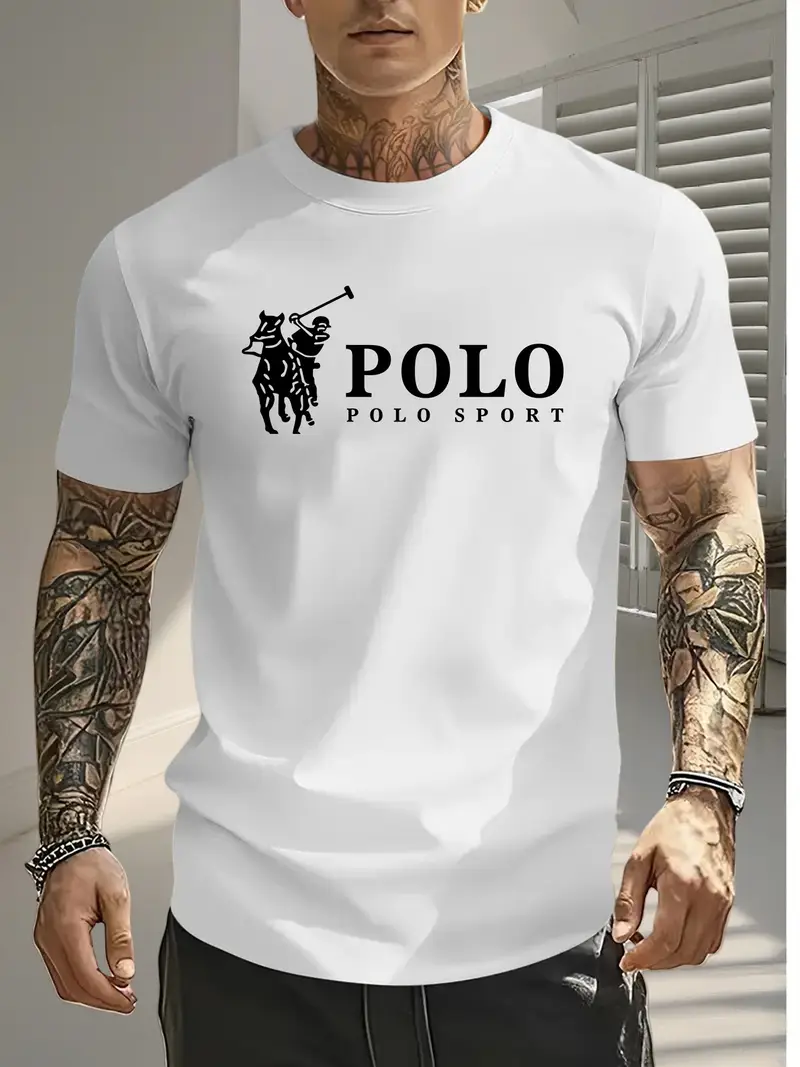 1pc mens summer sport graphic t shirt casual crew neck short sleeve stretch fabric regular fit geometric pattern polyester for adult details 5